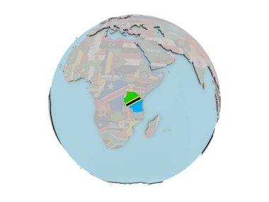 Tanzanya ile dünya üzerinde bayrak