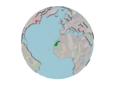 Dünya üzerinde bayrak ile Batı Sahra