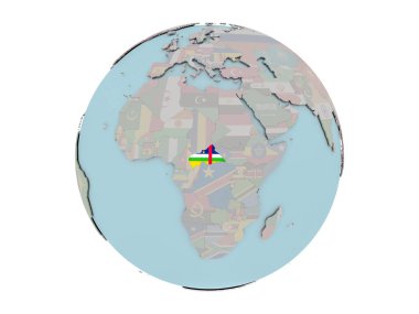 Orta Afrika Dünya üzerinde bayrak ile