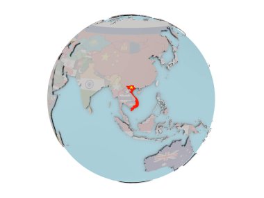 Dünya üzerinde bayrak ile Vietnam