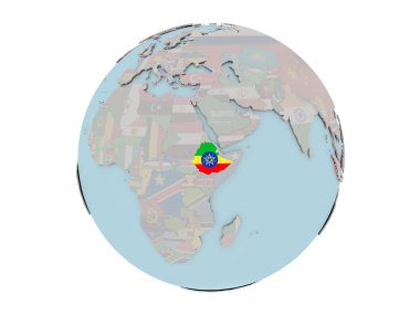 Etiyopya dünya üzerinde bayrak ile