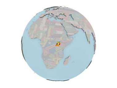 Uganda bayrağıyla dünya üzerinde