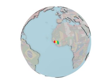 Dünya üzerinde bayrak ile Gine