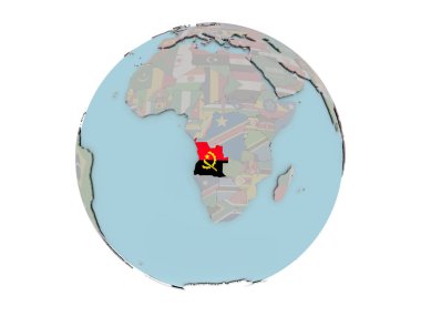 Dünya üzerinde bayrak ile Angola