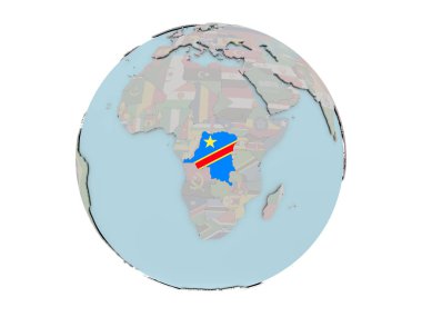 Demokratik Kongo Cumhuriyeti dünya üzerinde bayrak ile