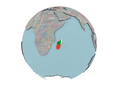 Madagaskar bayrağı dünya üzerinde