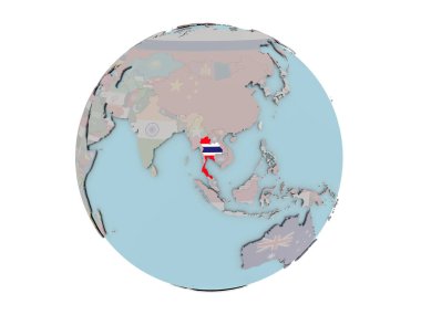 Dünya üzerinde bayrak ile Tayland