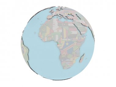 Dünya üzerinde bayrak ile Ekvator Ginesi