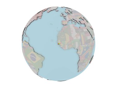Gine-Bissau dünya üzerinde bayrak ile