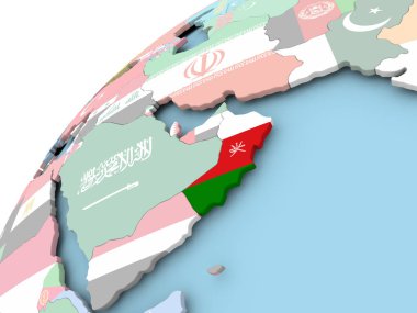 Umman bayrağı ile dünya üzerinde