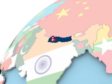 Nepal bayrağı ile dünya üzerinde