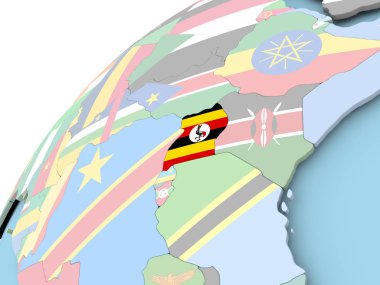 Uganda bayrağıyla dünya üzerinde