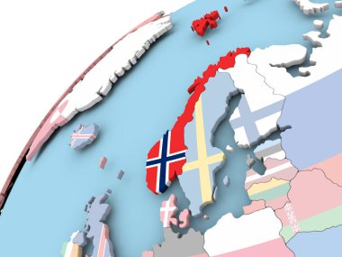 Norveç bayrağı ile dünya üzerinde