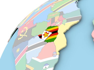 Zimbabve bayrağı ile dünya üzerinde