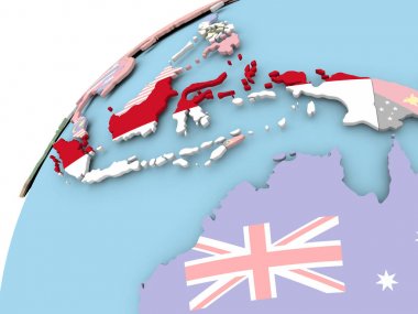 Endonezya bayrağı ile dünya üzerinde