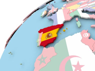 İspanya bayrağı ile dünya üzerinde