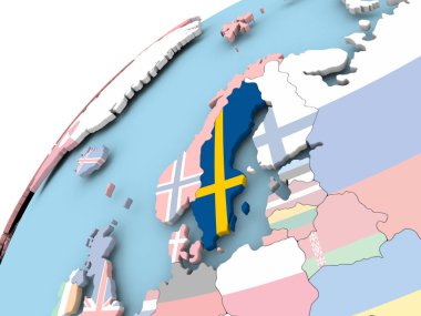 İsveç bayrağı ile dünya üzerinde