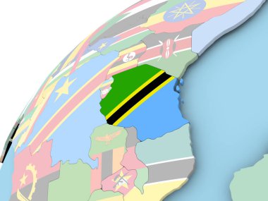 Tanzanya bayrak ile dünya üzerinde