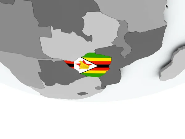 Zimbabwe con bandiera sul globo — Foto Stock