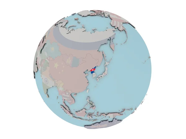 북한 세계에 플래그 — 스톡 사진