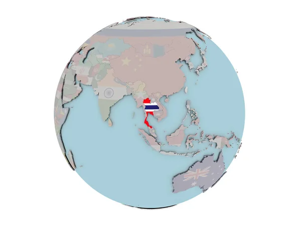 Ταϊλάνδη με σημαία την υδρόγειο — Φωτογραφία Αρχείου