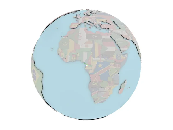 Экваториальная Гвинея с флагом на глобусе — стоковое фото