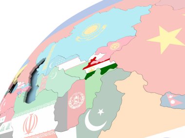 Tacikistan bayrağı ile dünya üzerinde