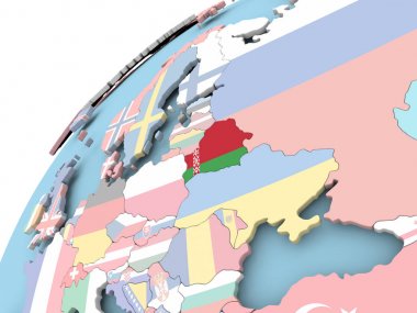 Beyaz Rusya bayrağı ile dünya üzerinde