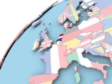 Hollanda bayrağı ile dünya üzerinde