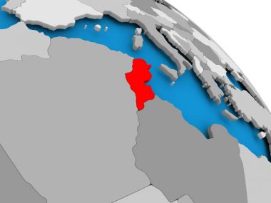 Haritada kırmızı Tunus'ta