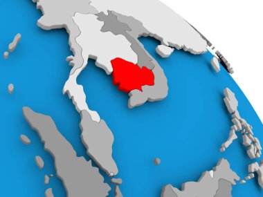 Kamboçya'da haritada kırmızı