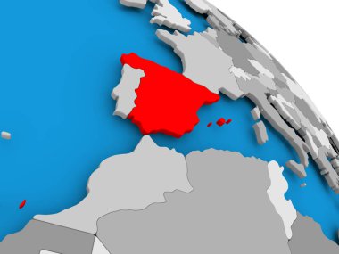 İspanya harita üzerinde kırmızı
