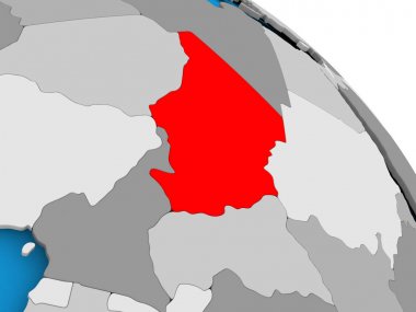 Çad haritası üzerindeki kırmızı