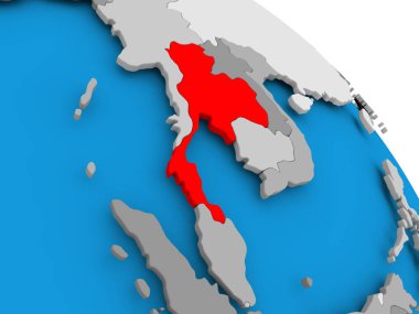 Haritada kırmızı Tayland