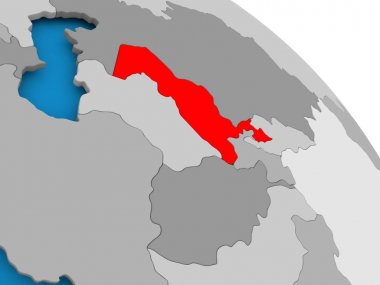 Özbekistan haritası üzerindeki kırmızı