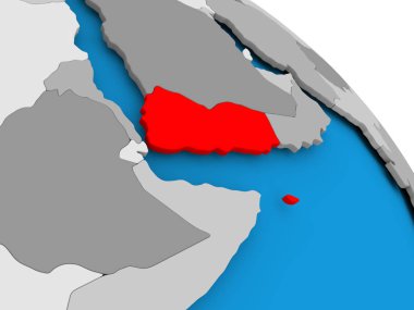 Haritada kırmızı Yemen'de