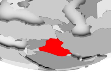 Irak Haritası gri siyasi dünya üzerinde