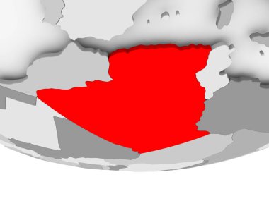 Cezayir haritası gri siyasi dünya üzerinde