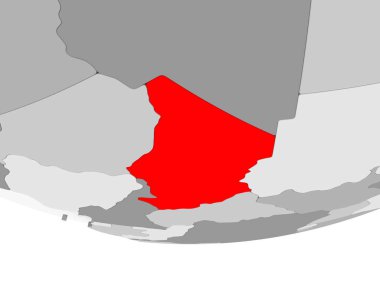 Çad Haritası gri siyasi dünya üzerinde