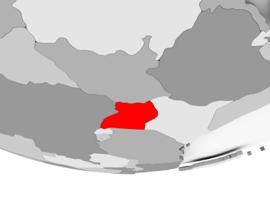 Uganda Haritası gri siyasi dünya üzerinde