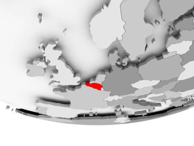 Belçika Haritası gri siyasi dünya üzerinde