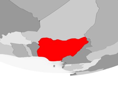Nijerya Haritası gri siyasi dünya üzerinde