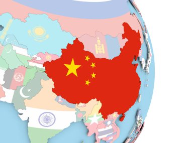 Çin dünya üzerinde bayrak ile