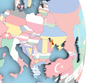 Dünya üzerinde bayrak ile Moldova