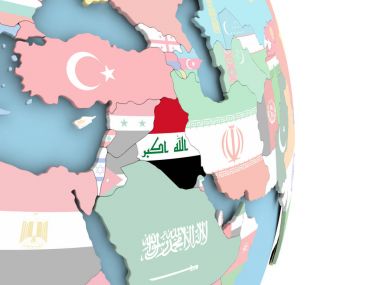 Irak dünya üzerinde bayrak ile