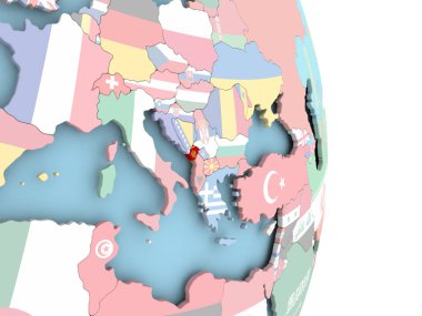 Dünya üzerinde bayrak ile Karadağ