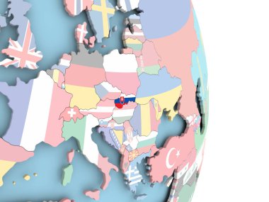 Dünya üzerinde bayrak ile Slovakya