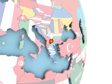 Dünya üzerinde bayrak ile Makedonya