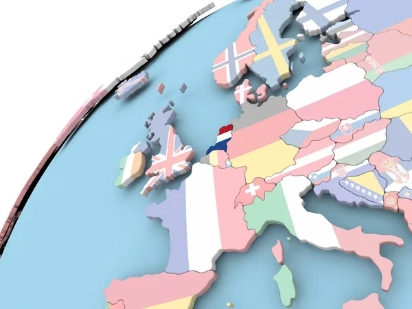 Hollanda bayrağı ile dünya üzerinde