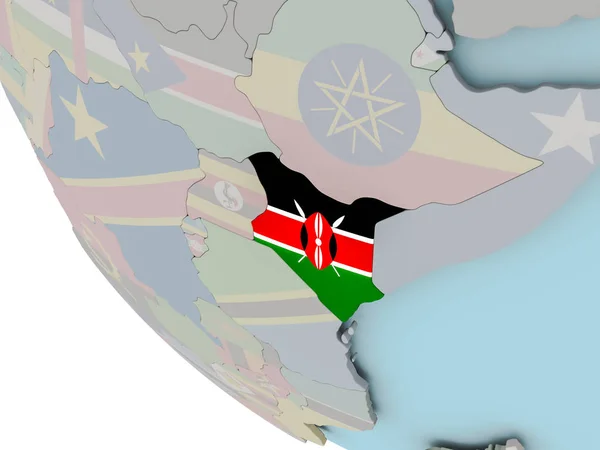 Kenia mit Fahnenabbildung — Stockfoto